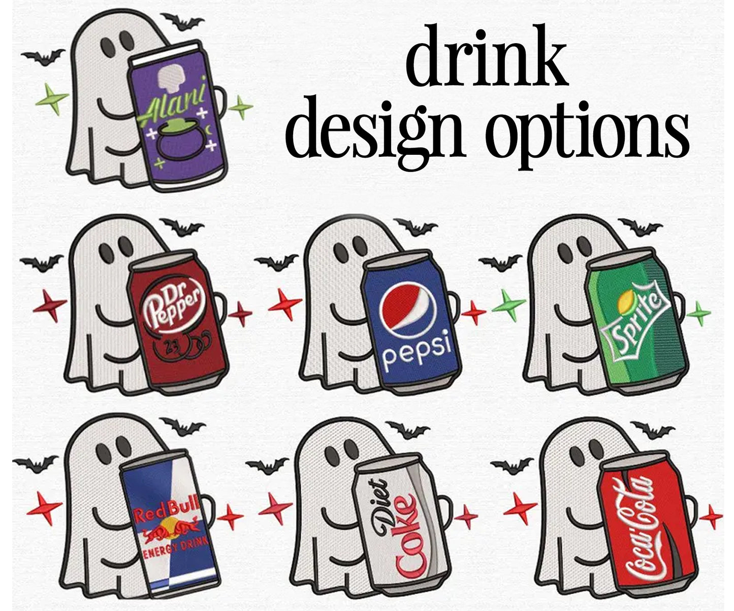 Ghostie w/ Drink | Embroidered Tee