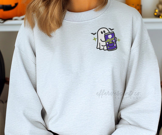 Ghostie w/ Drink | Embroidered Pullover