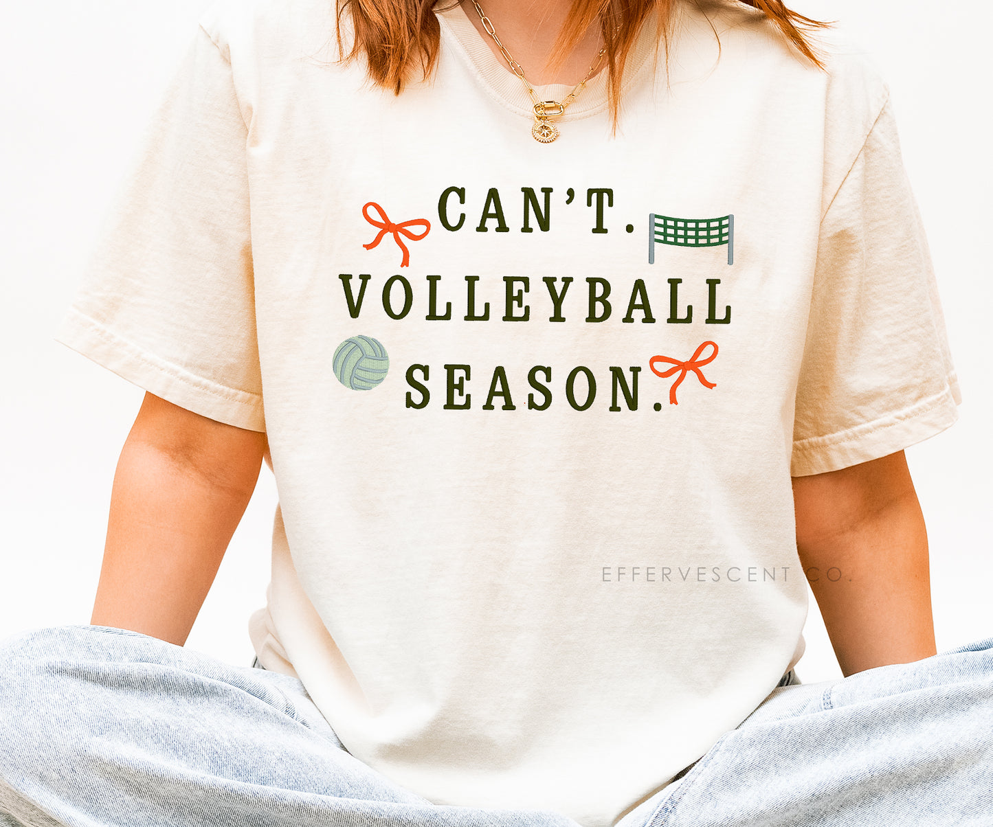 Can't. Volleyball Season. | Embroidered T-Shirt