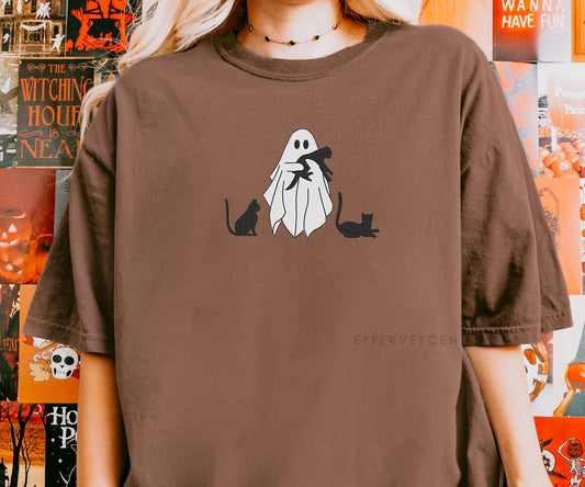 Ghostie w/ Kitties | Embroidered T-Shirt
