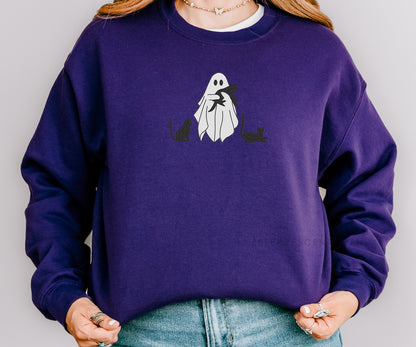 Ghostie w/ Kitties | Embroidered Pullover/Hoodie