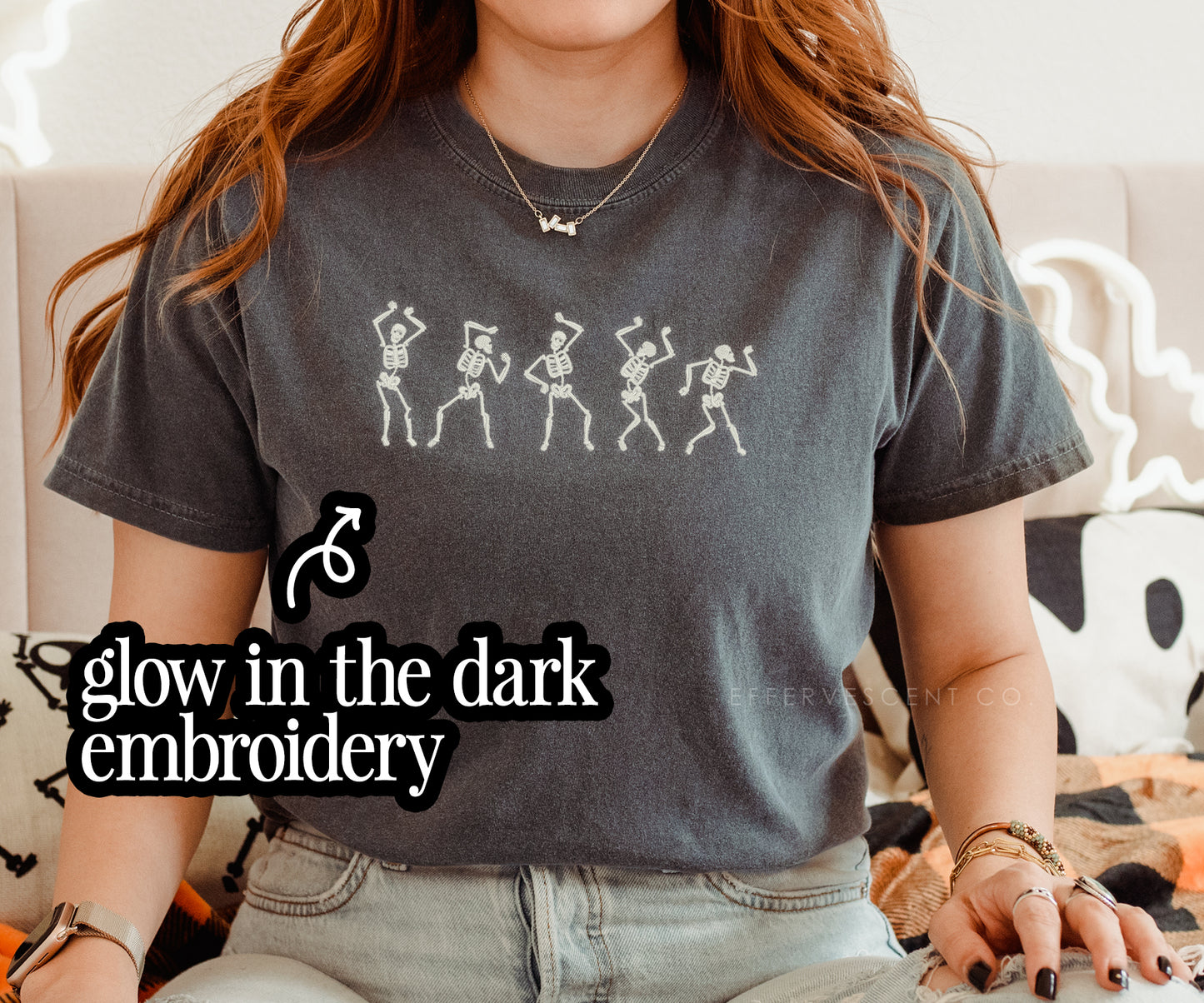 Dancing Skellies | Embroidered T-Shirt