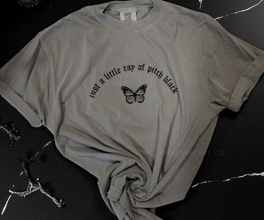 Just A Little Ray Of Pitch Black | Embroidered Tee