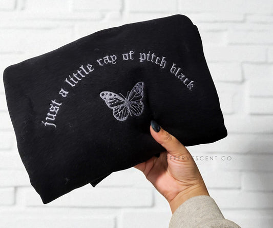 Just A Little Ray Of Pitch Black | Embroidered Pullover