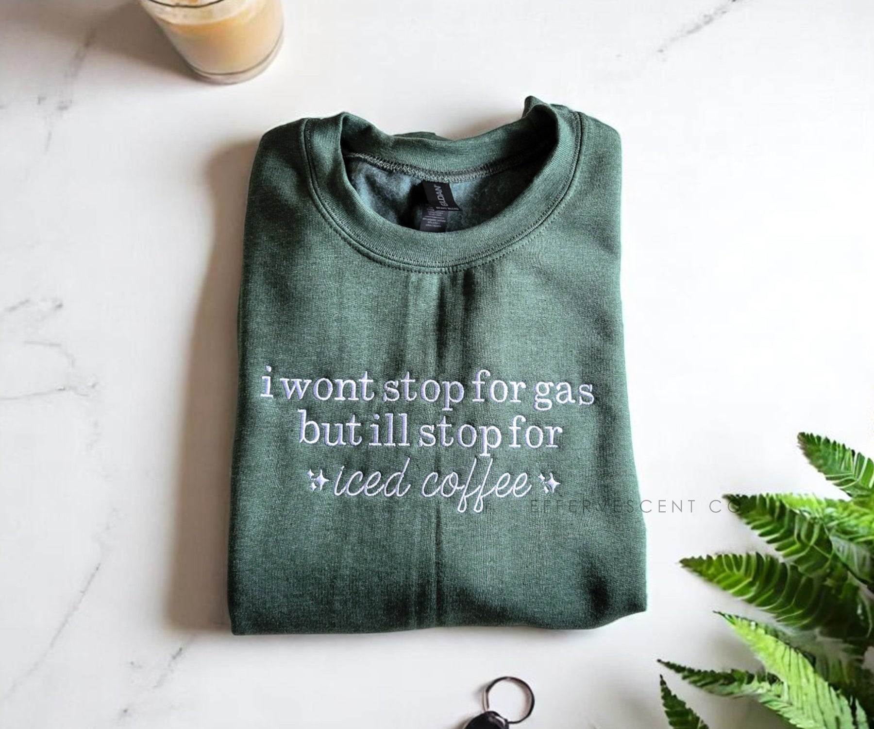 I Won't Stop For Gas But I'll Stop For Iced Coffee | Embroidered Pullover