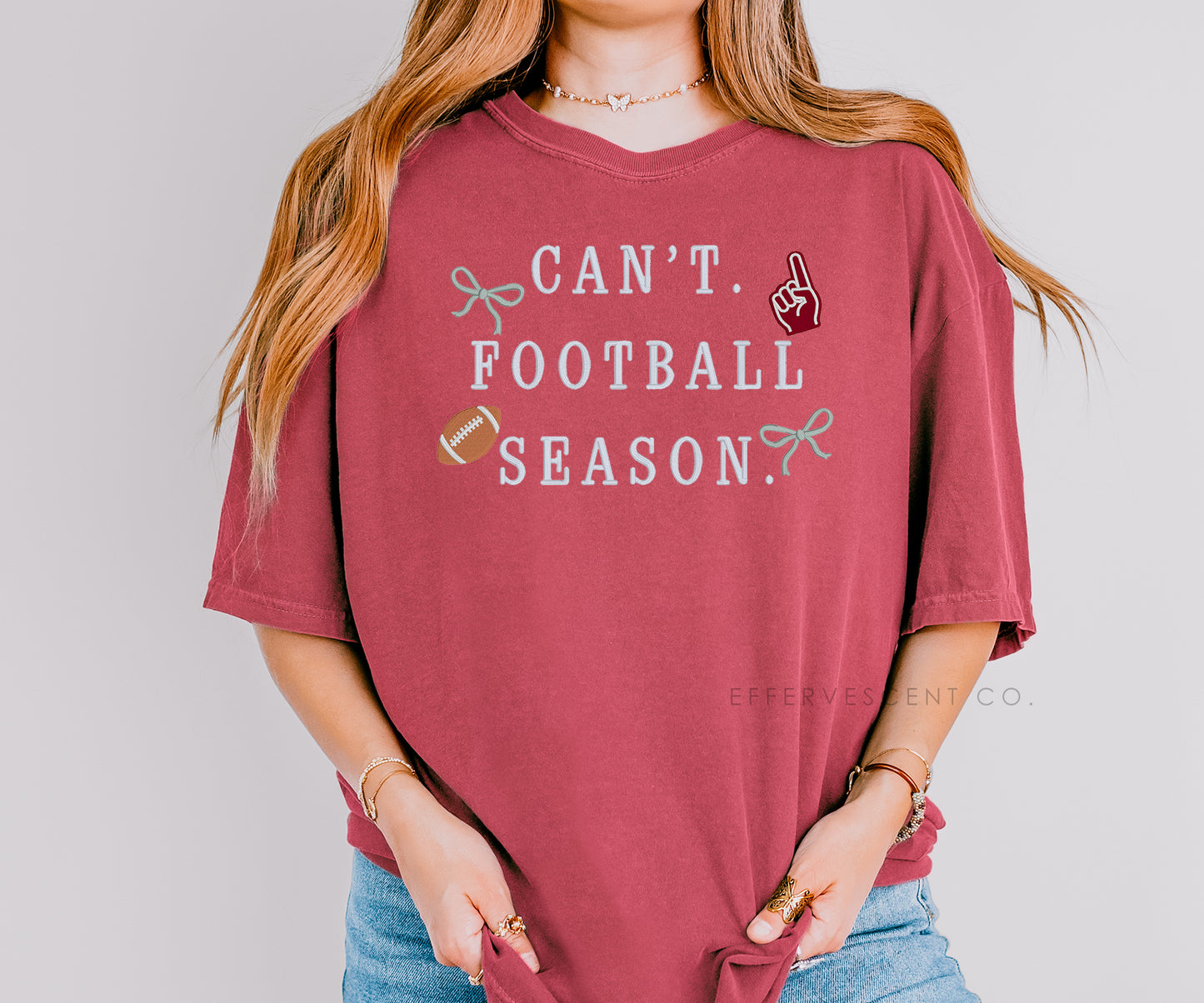 Can't. Football Season. | Embroidered T-Shirt