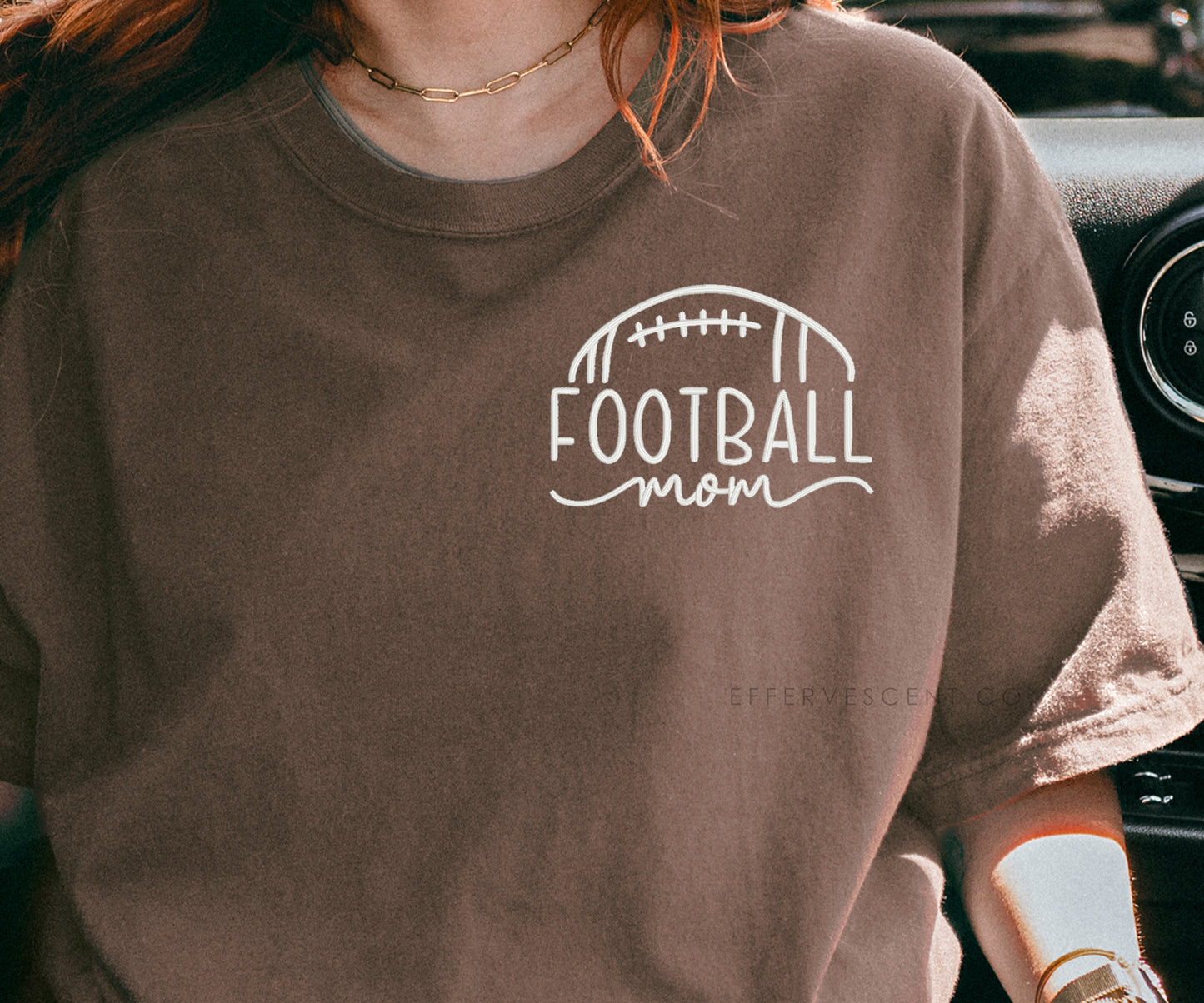 Football Mom [Chest Pocket Design] | Embroidered T-Shirt
